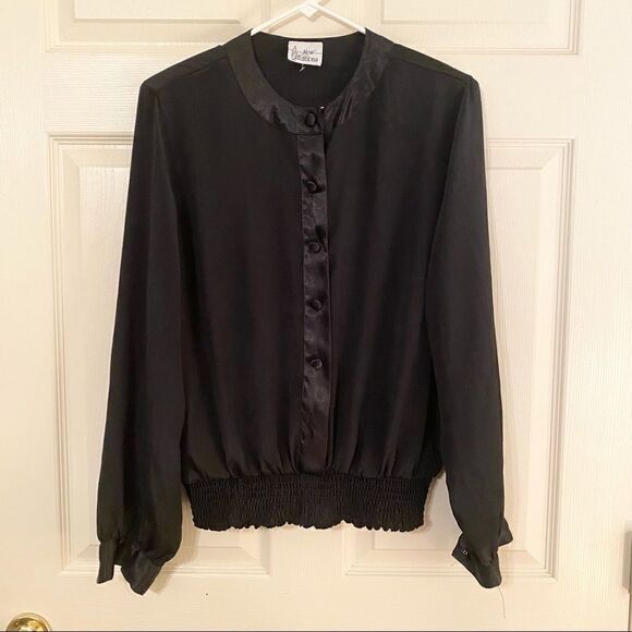 VINTAGE NEW EDITION BLACK BLOUSE - Picture 1 of 4